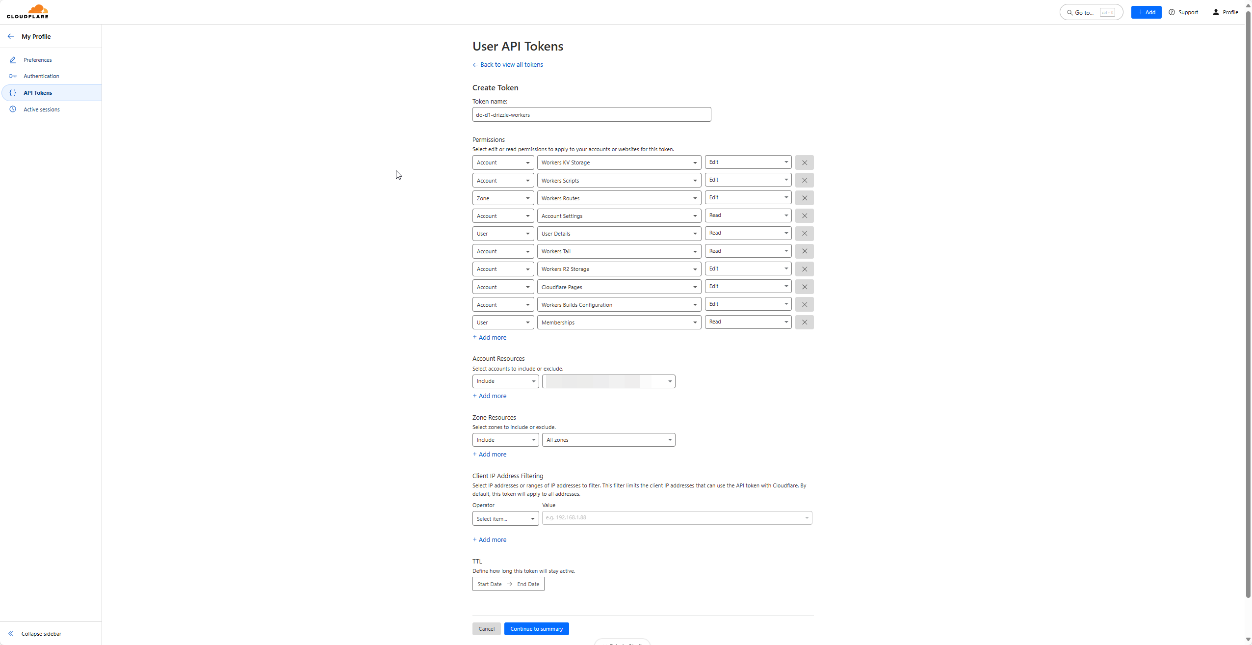 Workers deployment token creation